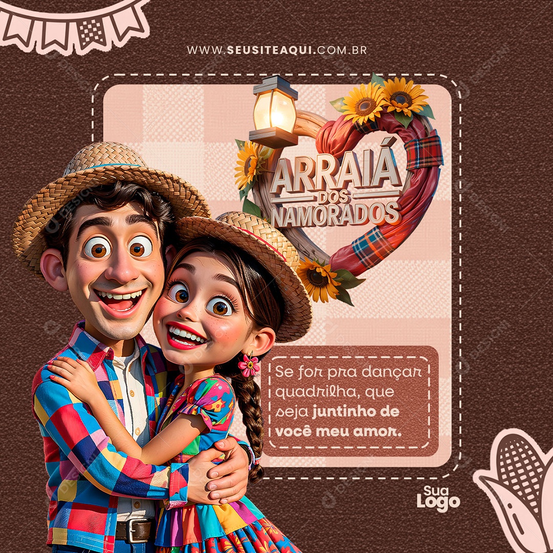 Feliz Dia dos Namorados 12 de Junho Social Media PSD Editável