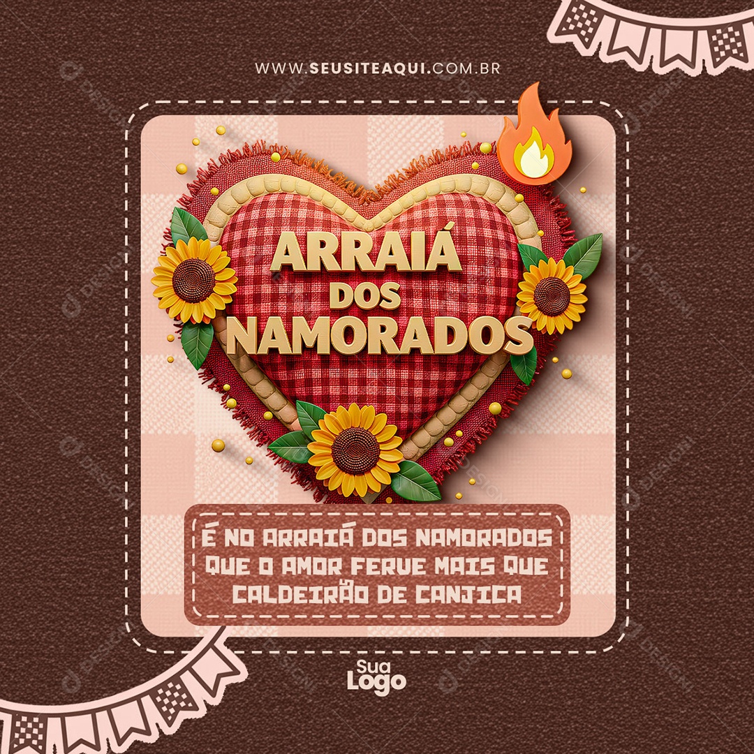 Feliz Dia dos Namorados 12 de Junho Social Media PSD Editável