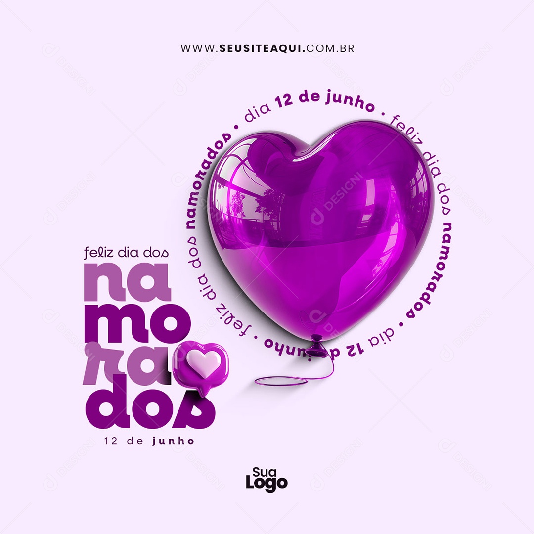Feliz Dia dos Namorados 12 de Junho Social Media PSD Editável
