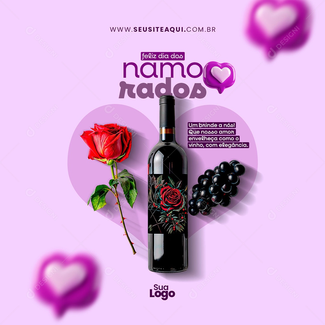 Feliz Dia dos Namorados 12 de Junho Social Media PSD Editável