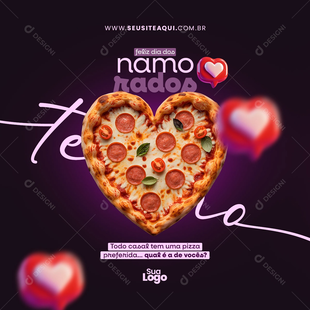 Promoção Dia dos Namorados Pizza Grande Social Media PSD Editável