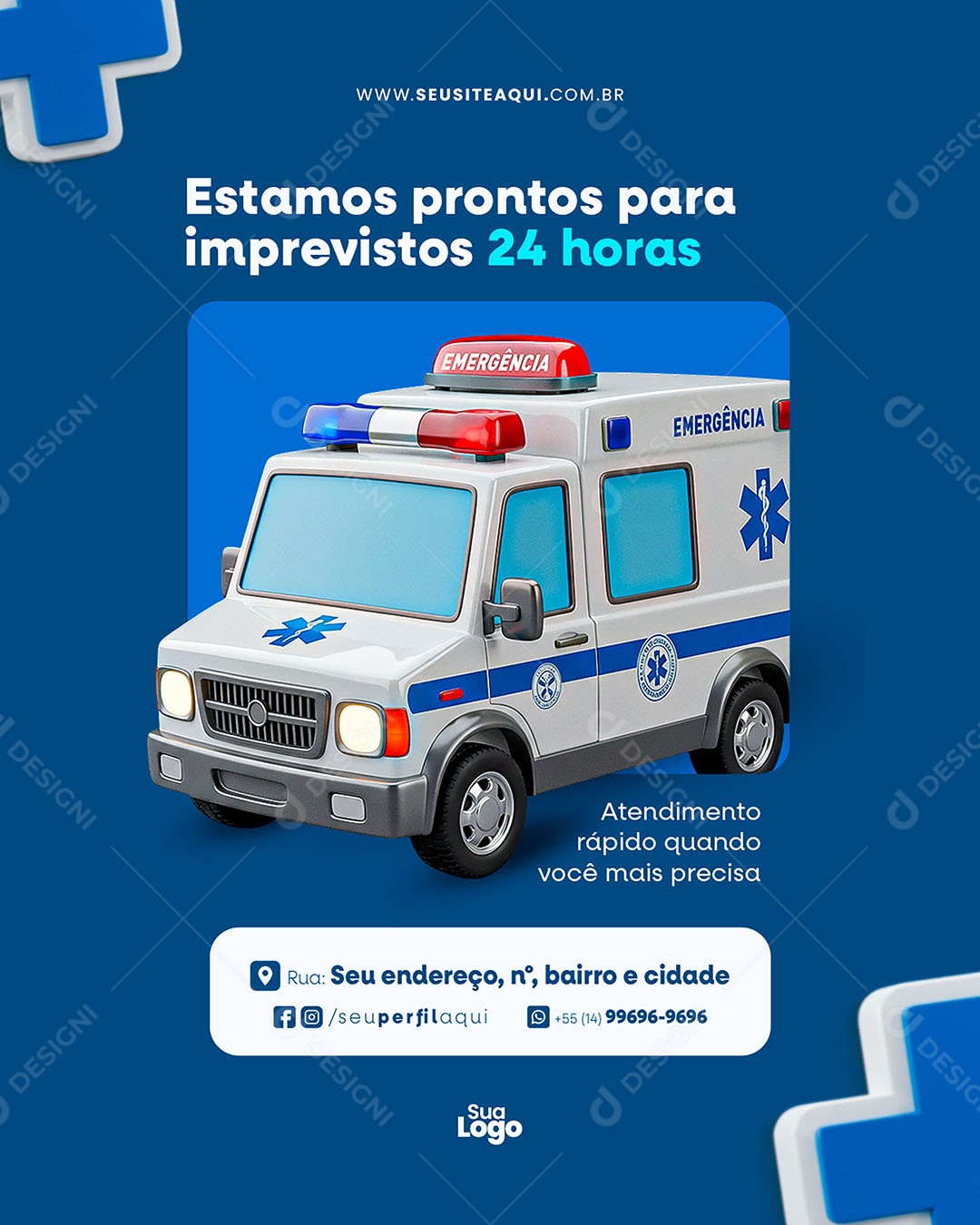 Convênio Médico Estamos Prontos Para Imprevistos 24 Horas Social Media PSD Editável