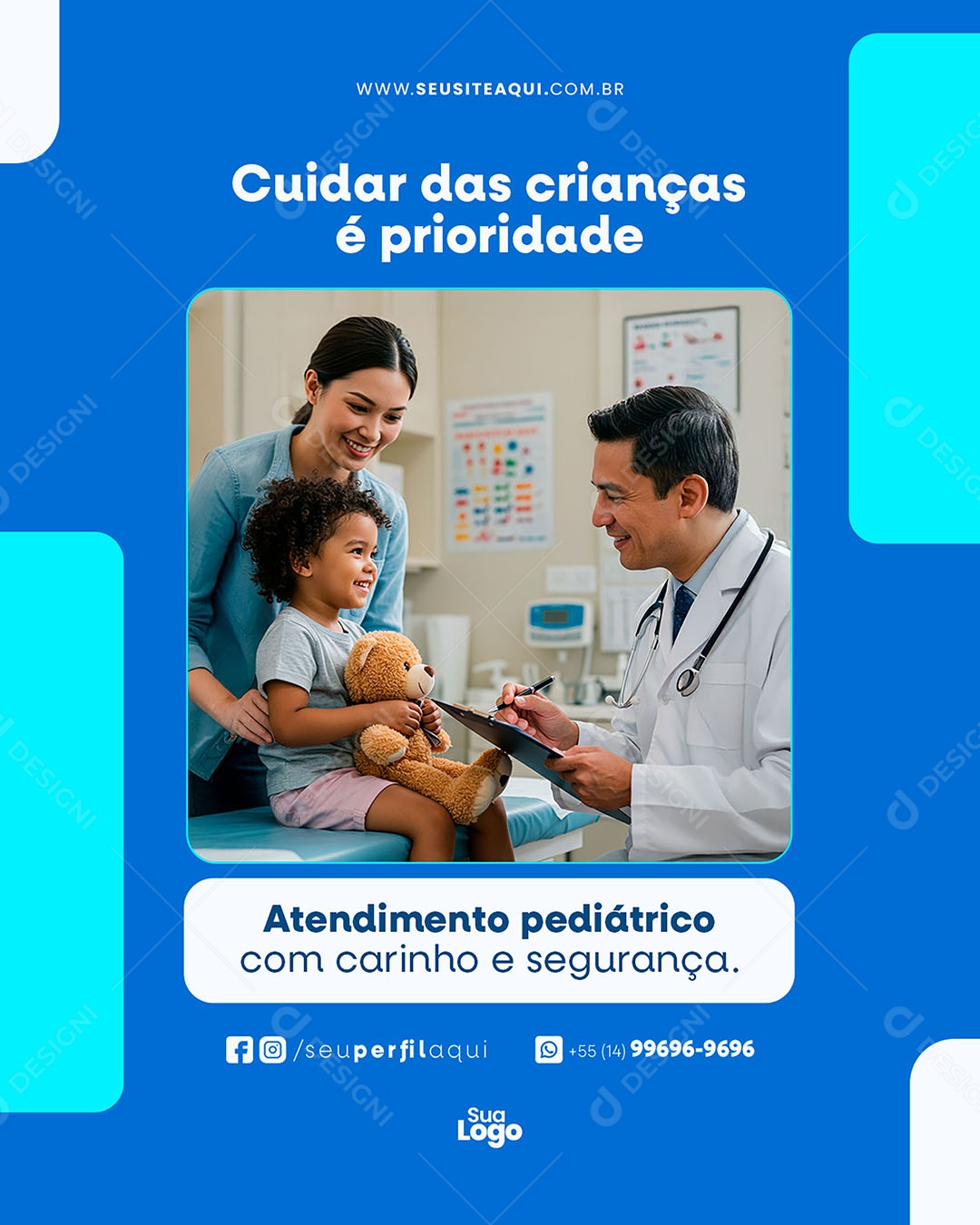 Convênio Médico Cuidar Das Crianças É Prioridade Social Media PSD Editável