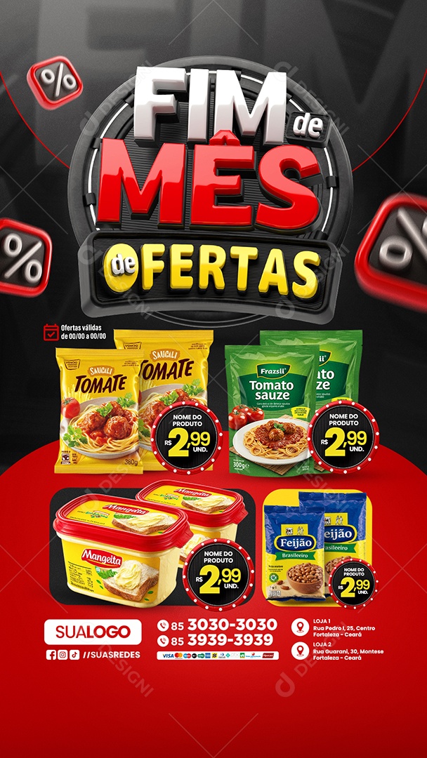 Story Tabloide Mercado Fim de Mês de Ofertas Social Media PSD Editável