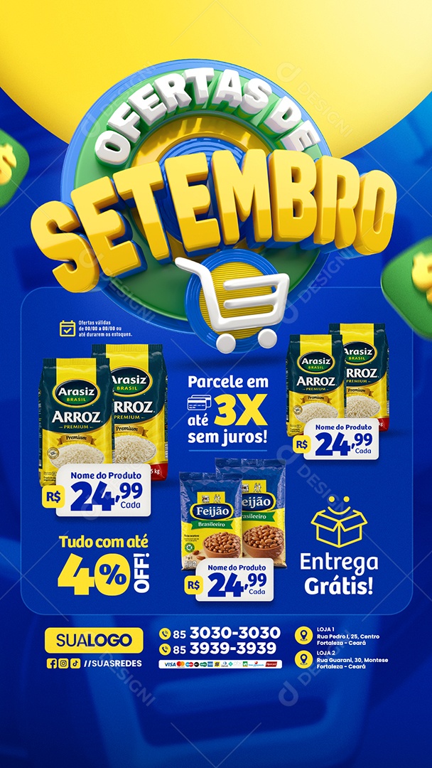 Story Tabloide Ofertas de Setembro Supermercado Tudo com Até 40% Off Social Media PSD Editável