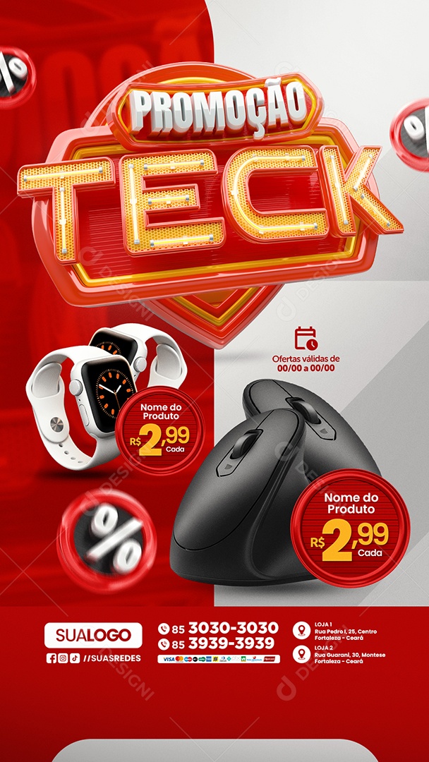 Story Tabloide Promoção Teck Loja de Eletrônicos Relógio Mouse Social Media PSD Editável