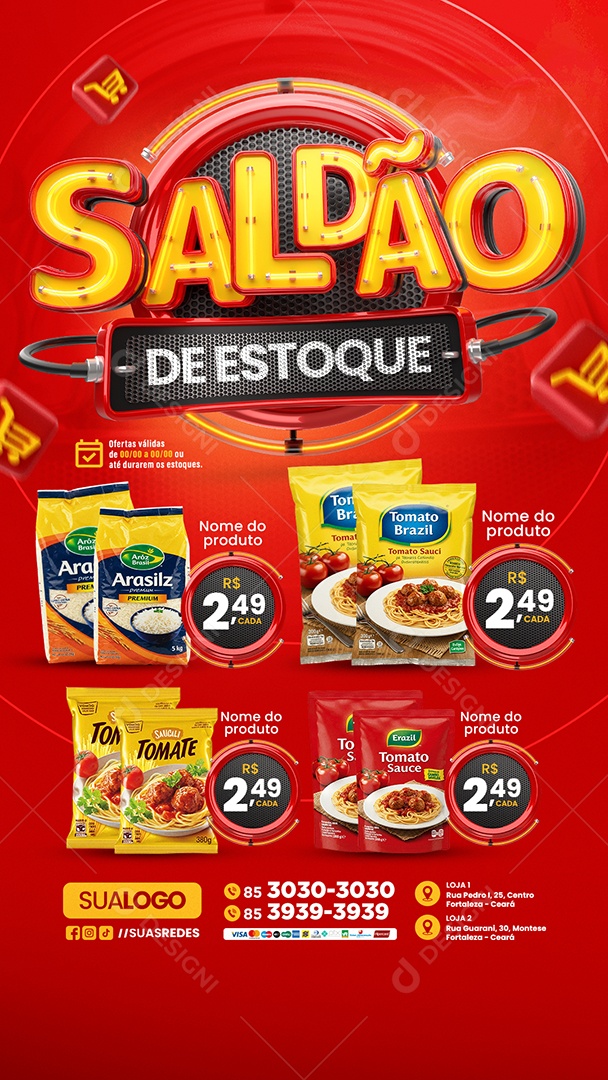 Story Tabloide Saldão de Estoque Supermercado Produtos Social Media PSD Editável