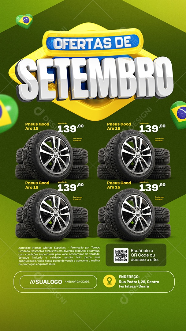 Story Tabloide Ofertas de Setembro Loja Pneus Good Aro Social Media PSD Editável