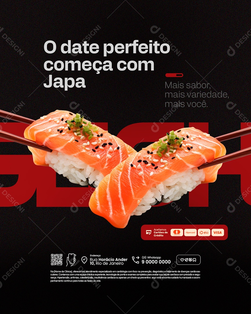 Restaurante Japonês O Date Perfeito Começa com Japa Social Media PSD Editável