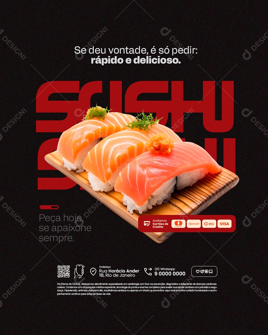 Restaurante Japonês Se Deu Vontade é Só Pedir Sushi Social Media PSD Editável