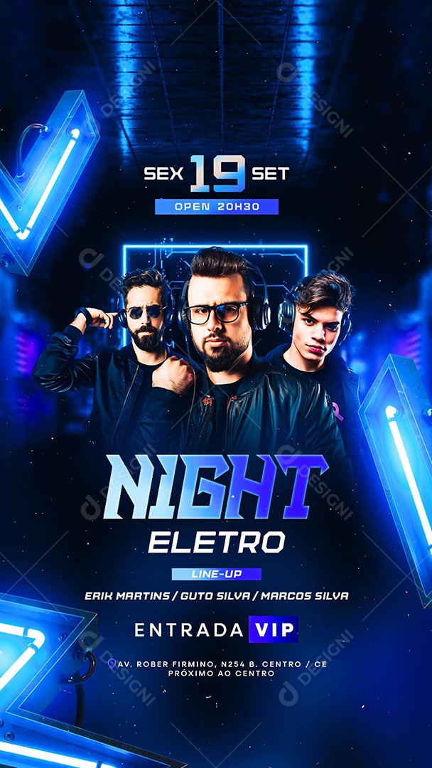 Story Flyer Night Eletro Entrada Vip Social Media PSD Editável