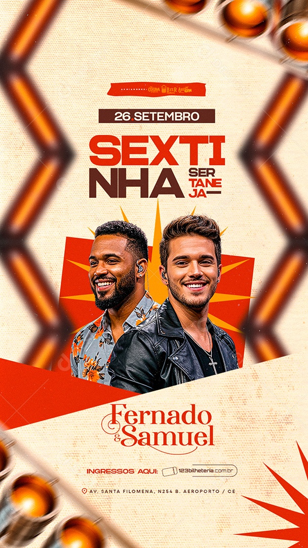 Story Flyer Sextinha Sertaneja Fernado e Samuel Social Media PSD Editável