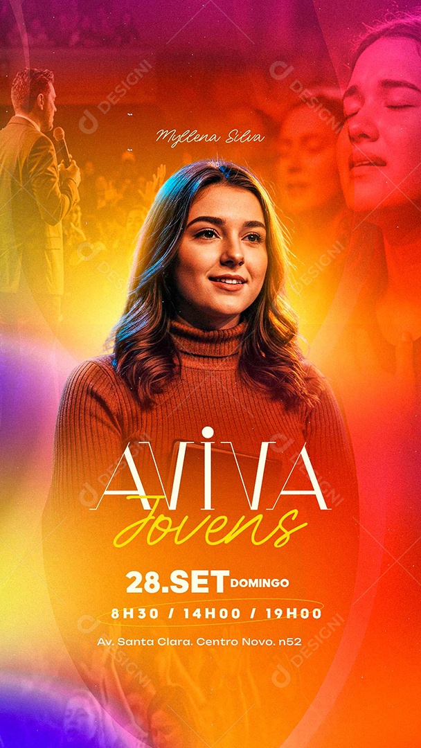 Story Flyer Gospel Aviva Jovens Social Media PSD Editável