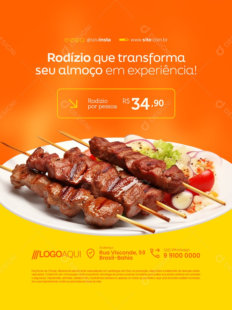 Churrascaria Rodízio Que Transforma seu Almoço Social Media PSD Editável