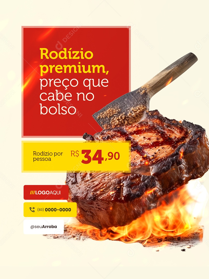 Churrascaria Rodízio Premium Preço Que Cabe no Bolso Social Media PSD Editável