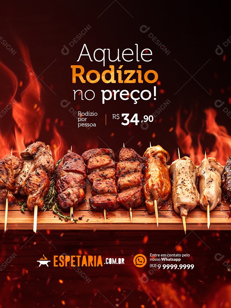 Churrascaria Aquele Rodízio no Preço Social Media PSD Editável