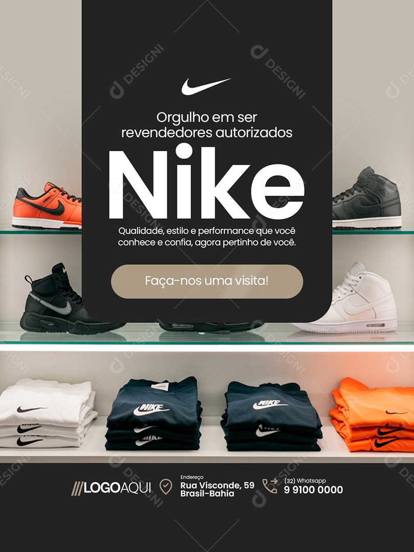 Orgulho em Ser Revendedores Autorizados Nike Social Media PSD Editável