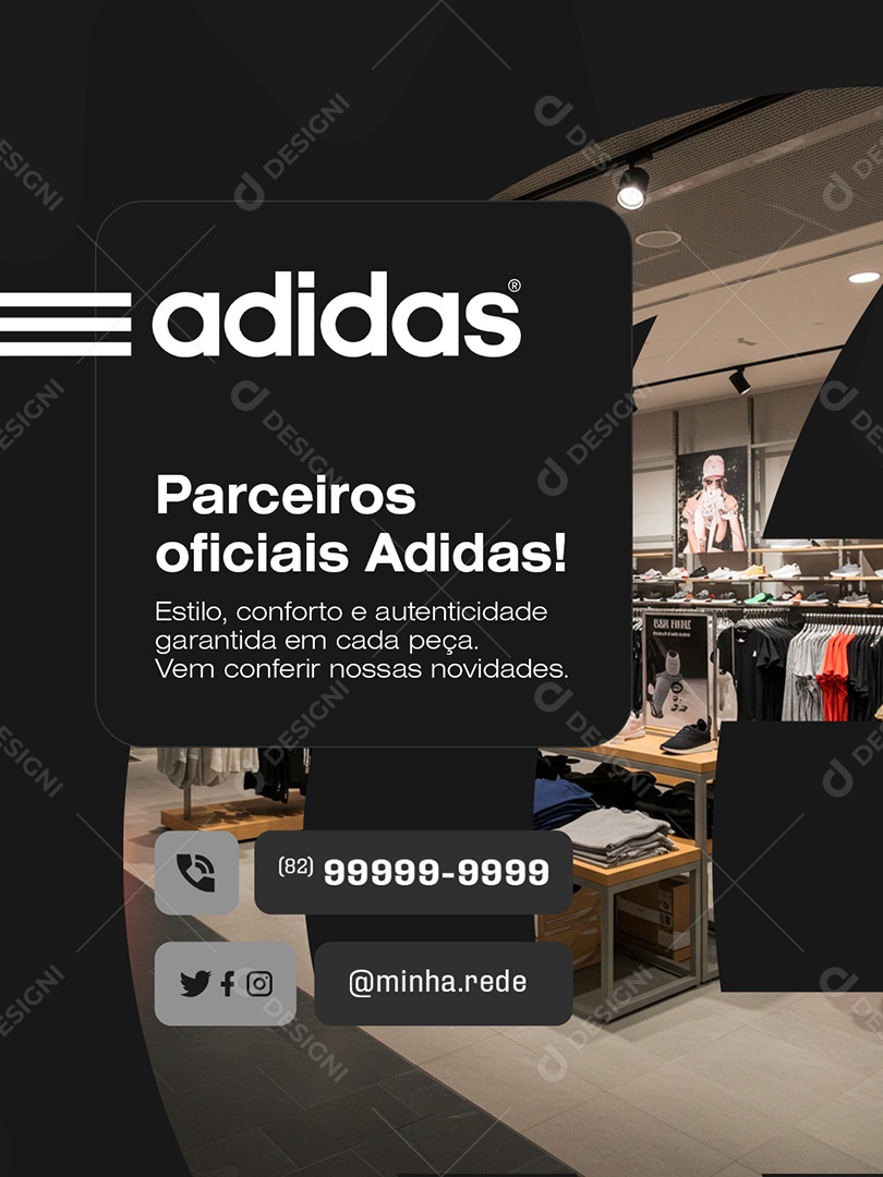 Revendedores Autorizados Adidas Parceiros Oficiais Social Media PSD Editável