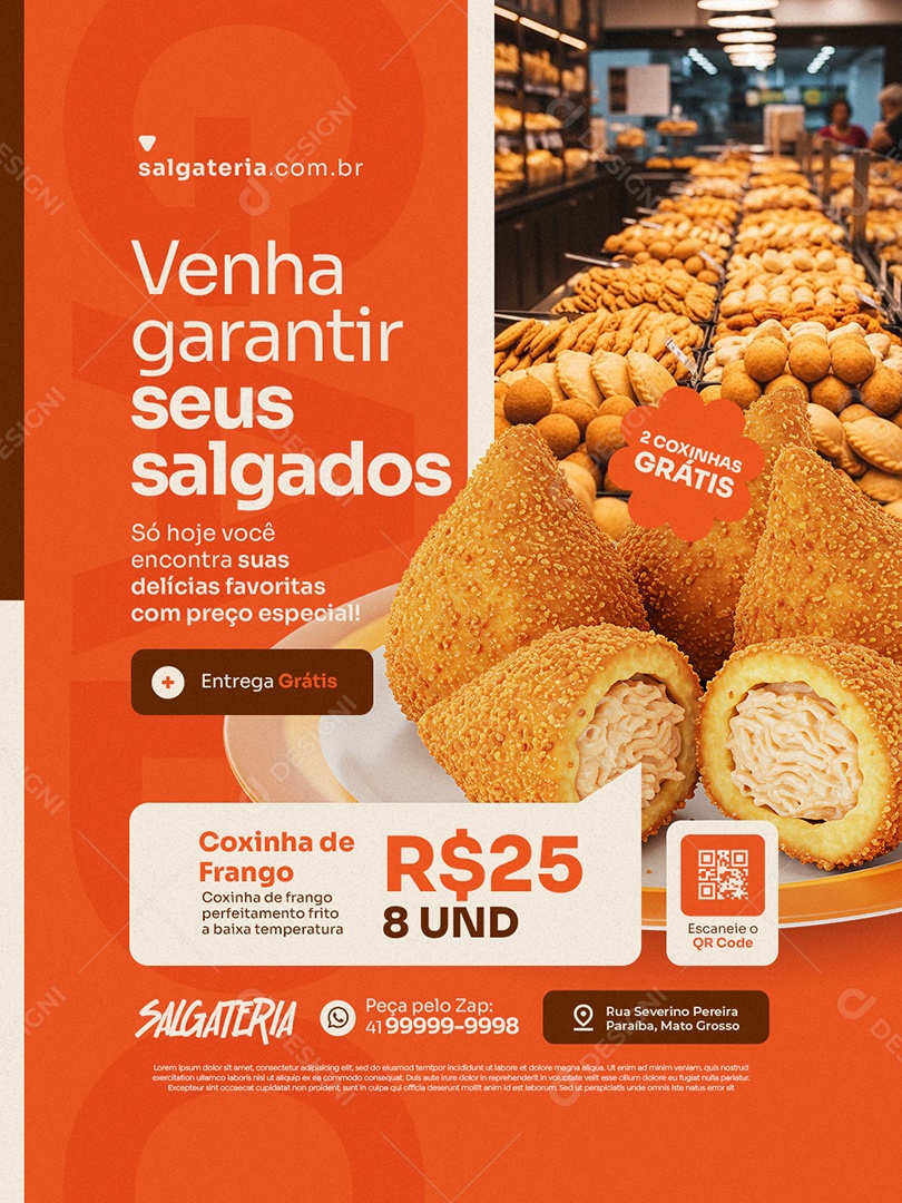 Salgateria Venha Garantir seus Salgados Social Media PSD Editável