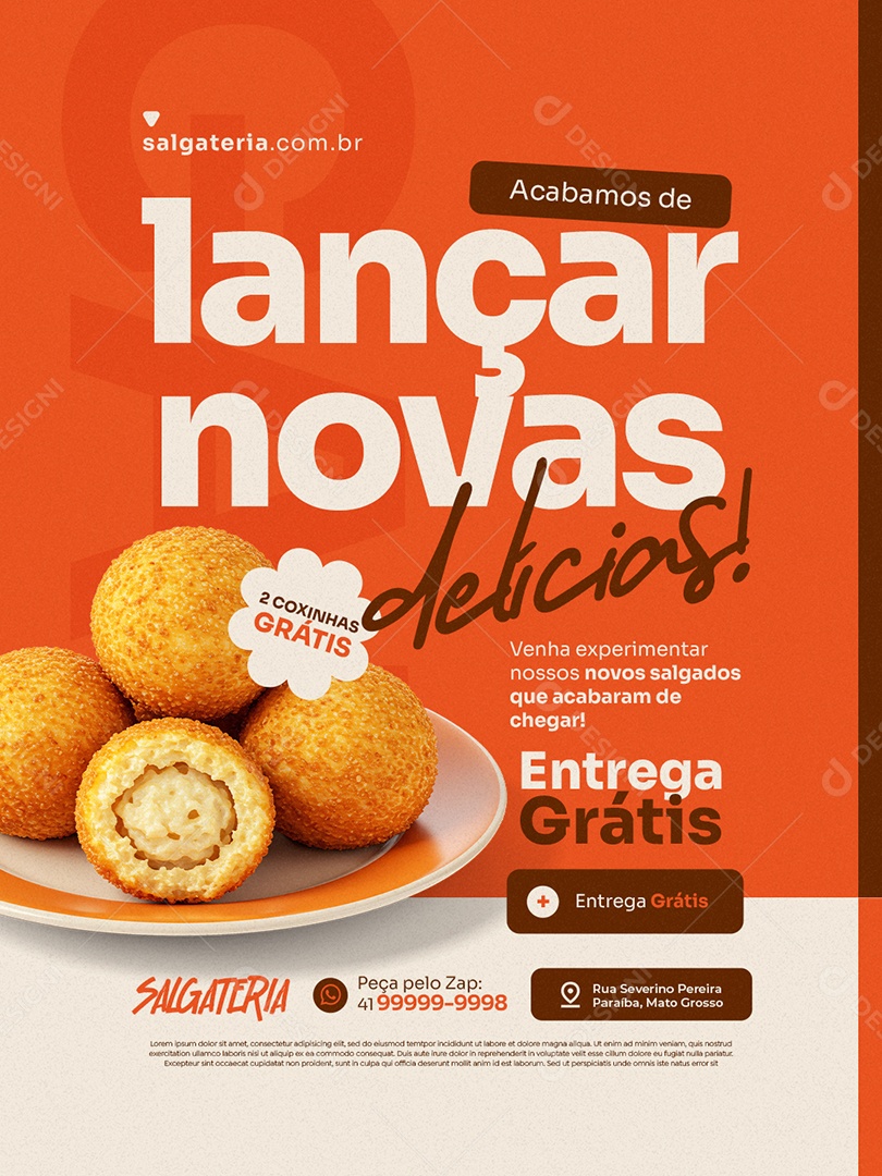 Salgateria Acabamos de Lançar Novas Delicias Social Media PSD Editável