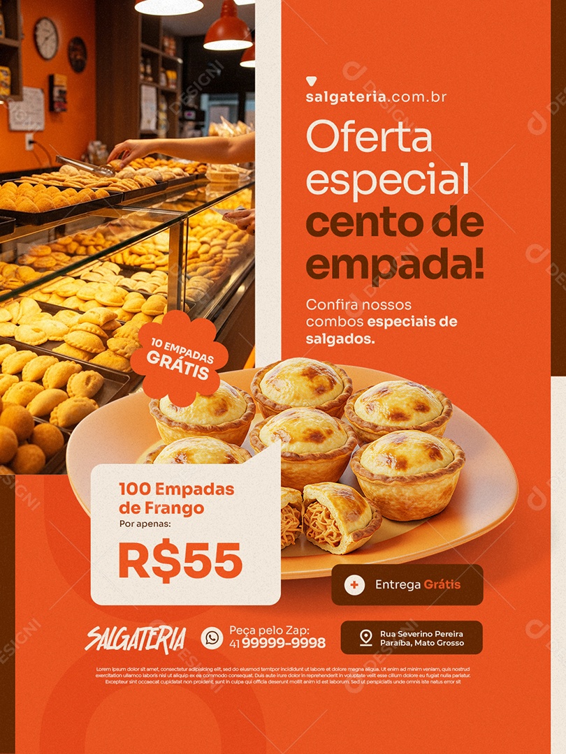 Salgateria Oferta Especial Cento de Empada Social Media PSD Editável
