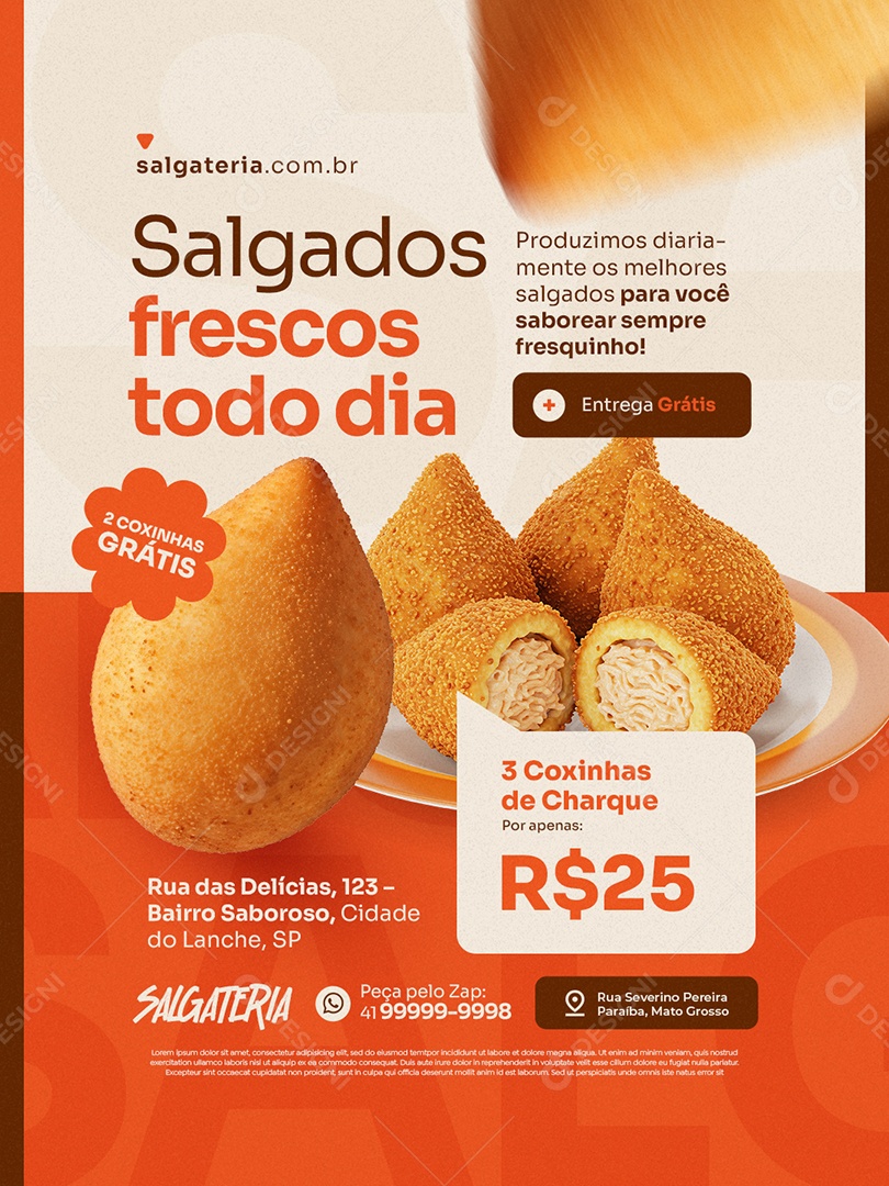 Salgateria Salgados Frescos Todo Dia Social Media PSD Editável