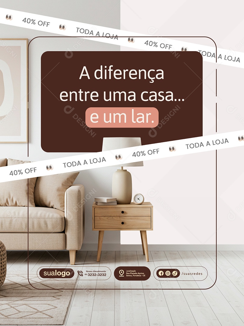 Decoração A Diferença Entre um Cas e Um Lar Social Media PSD Editável