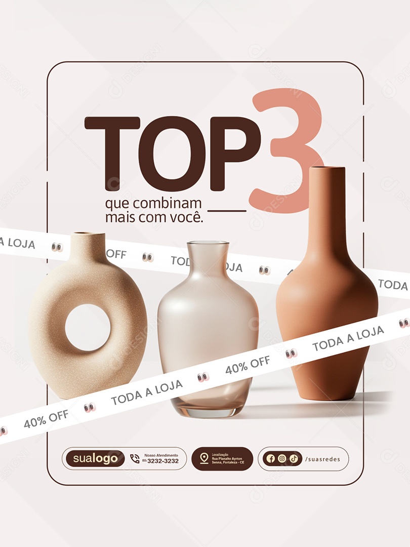 Decoração Top Três Que Combinam Mais com Você Social Media PSD Editável