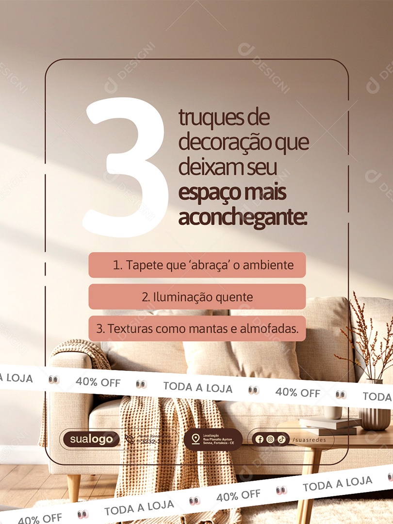 Decoração Três Truques de Decoração Social Media PSD Editável