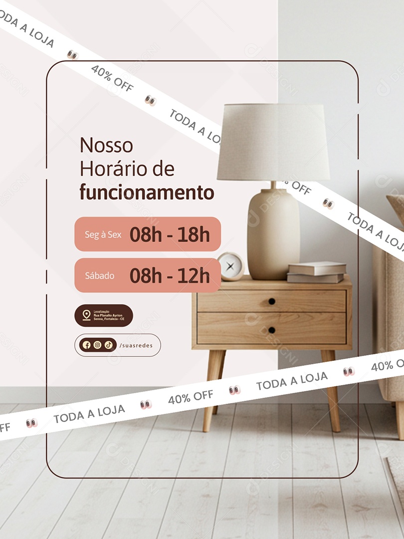 Decoração Nosso Horário de Funcionamento Social Media PSD Editável