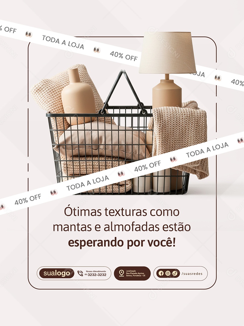 Decoração Toda Loja 40% Off Social Media PSD Editável