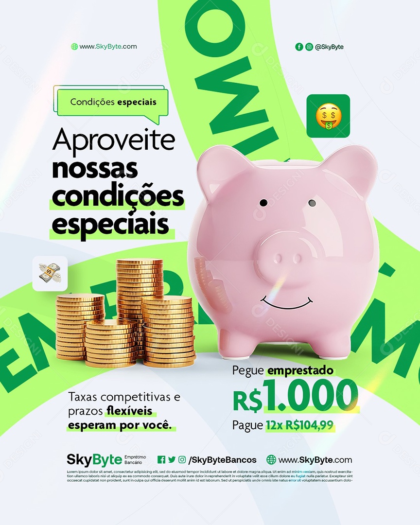 Empréstimo Aproveite Nossas Condições Especiais Social Media PSD Editável