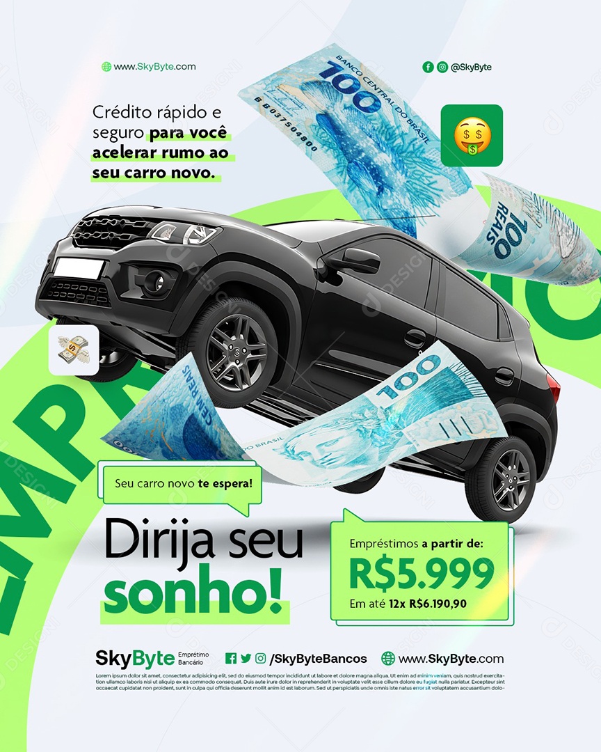 Empréstimo Crédito Rápido e Seguro Social Media PSD Editável