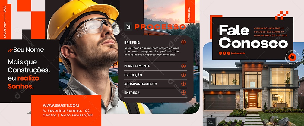Carrossel Engenheiro Mais que Construções Social Media PSD Editável