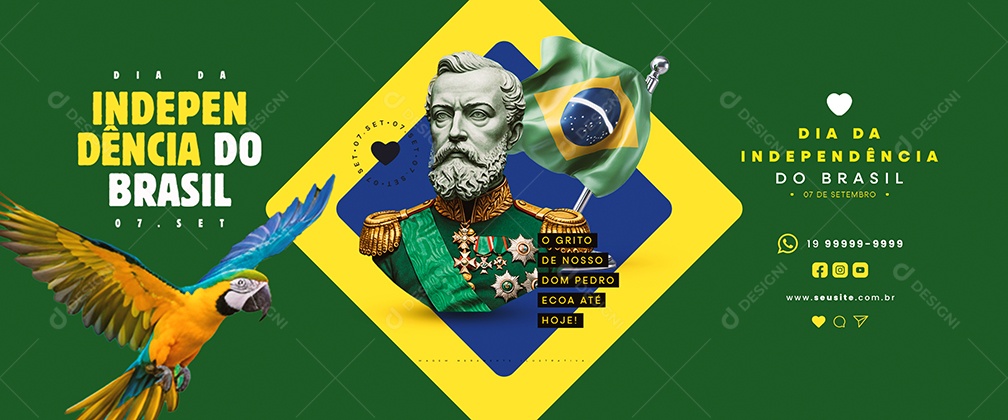 Carrossel Dia da Independência do Brasil 07 de Setembro Social Media PSD Editável