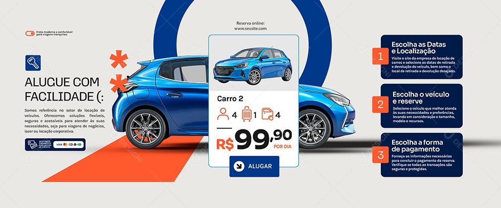 Carrossel Locação De Carros Alugue com Facilidade Social Media PSD Editável