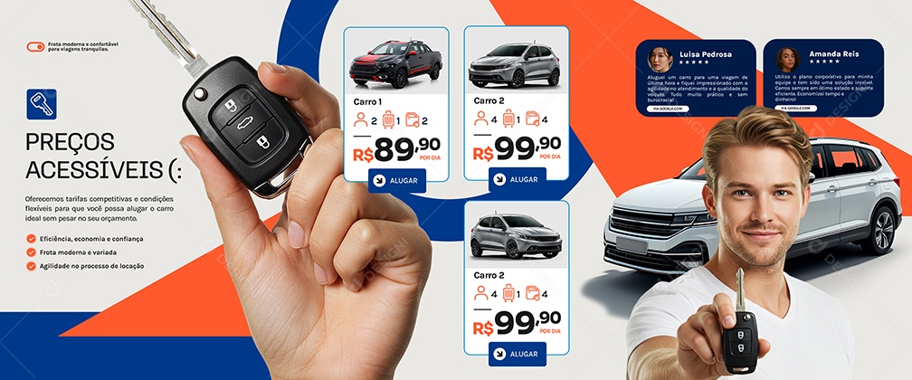 Carrossel Locação De Carros Preços Acessíveis Social Media PSD Editável