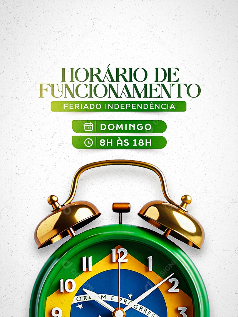 Horário de Funcionamento Feriado de Independência Feed Social Media PSD Editável