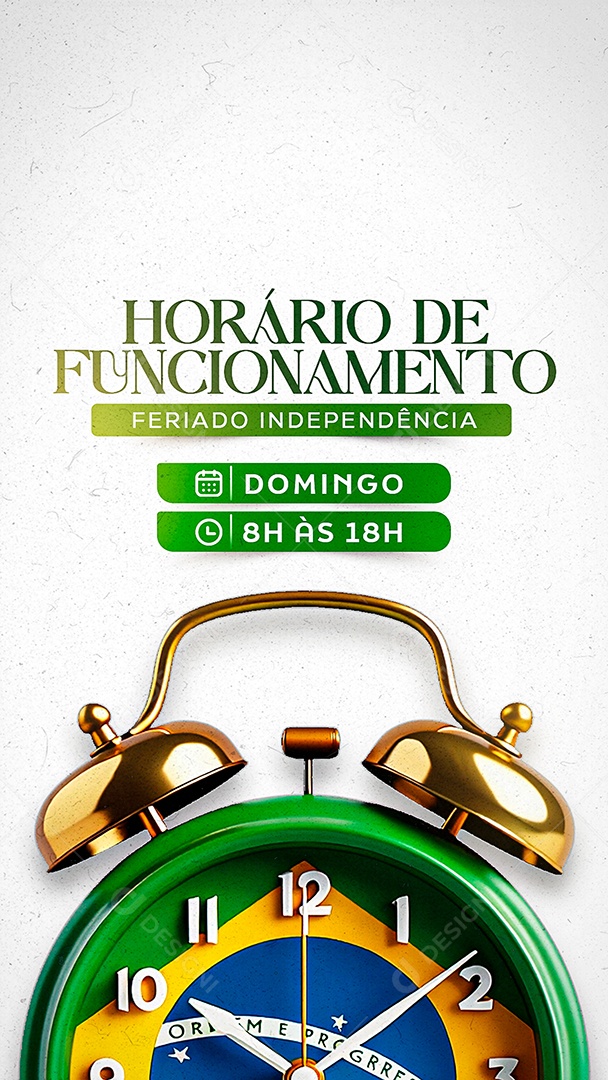 Horário de Funcionamento Feriado de Independência Story Social Media PSD Editável