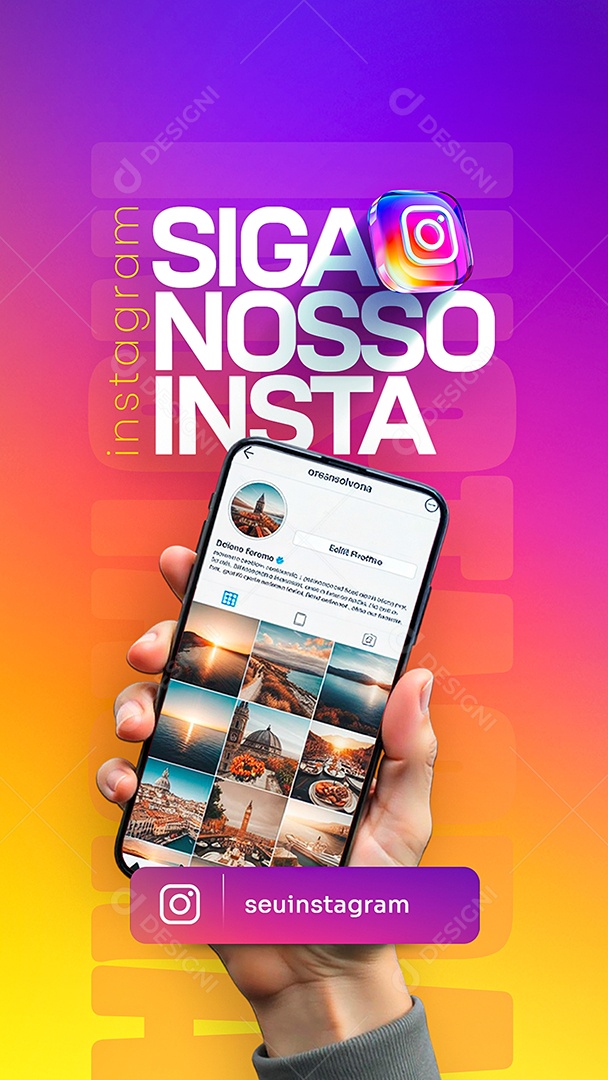 Siga Nosso Instagram Colorido Story Social Media PSD Editável
