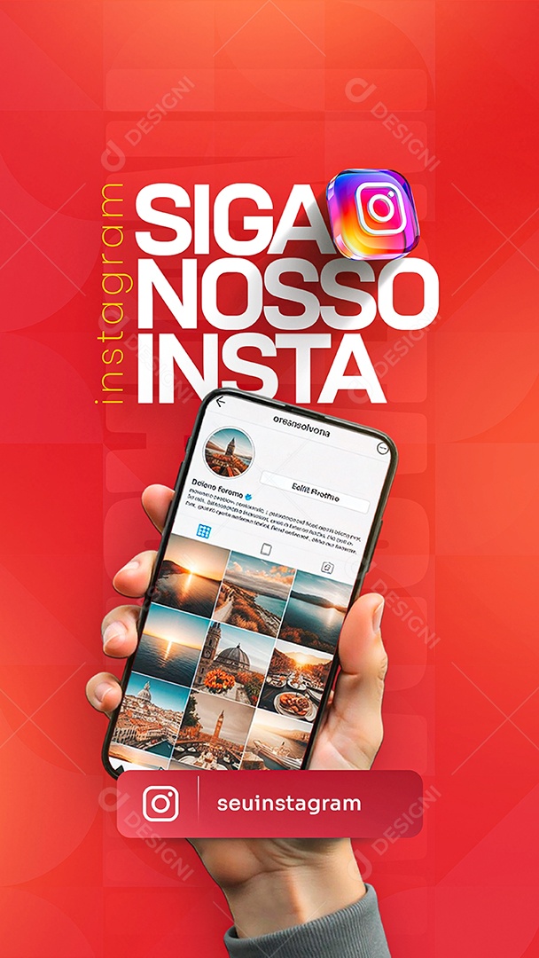 Siga Nosso Instagram Vermelho Story Social Media PSD Editável