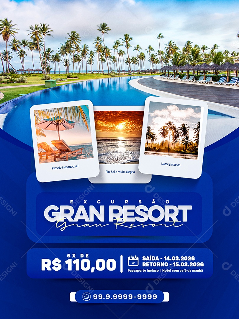 Social Media Excursão Gran Resort PSD Editável