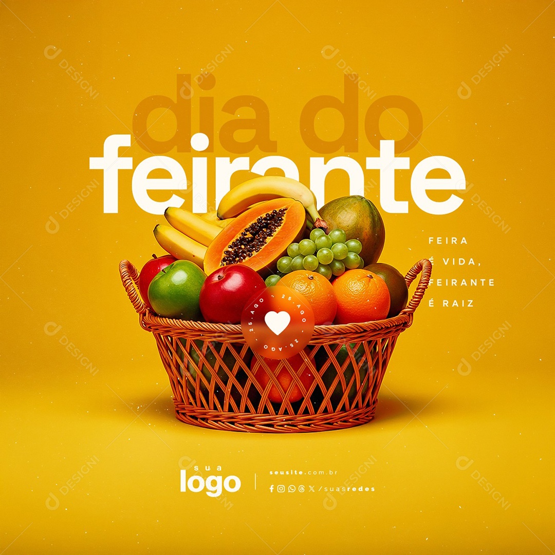 Dia do Feirante 25 de Agosto Feira é Vida Social Media PSD Editável