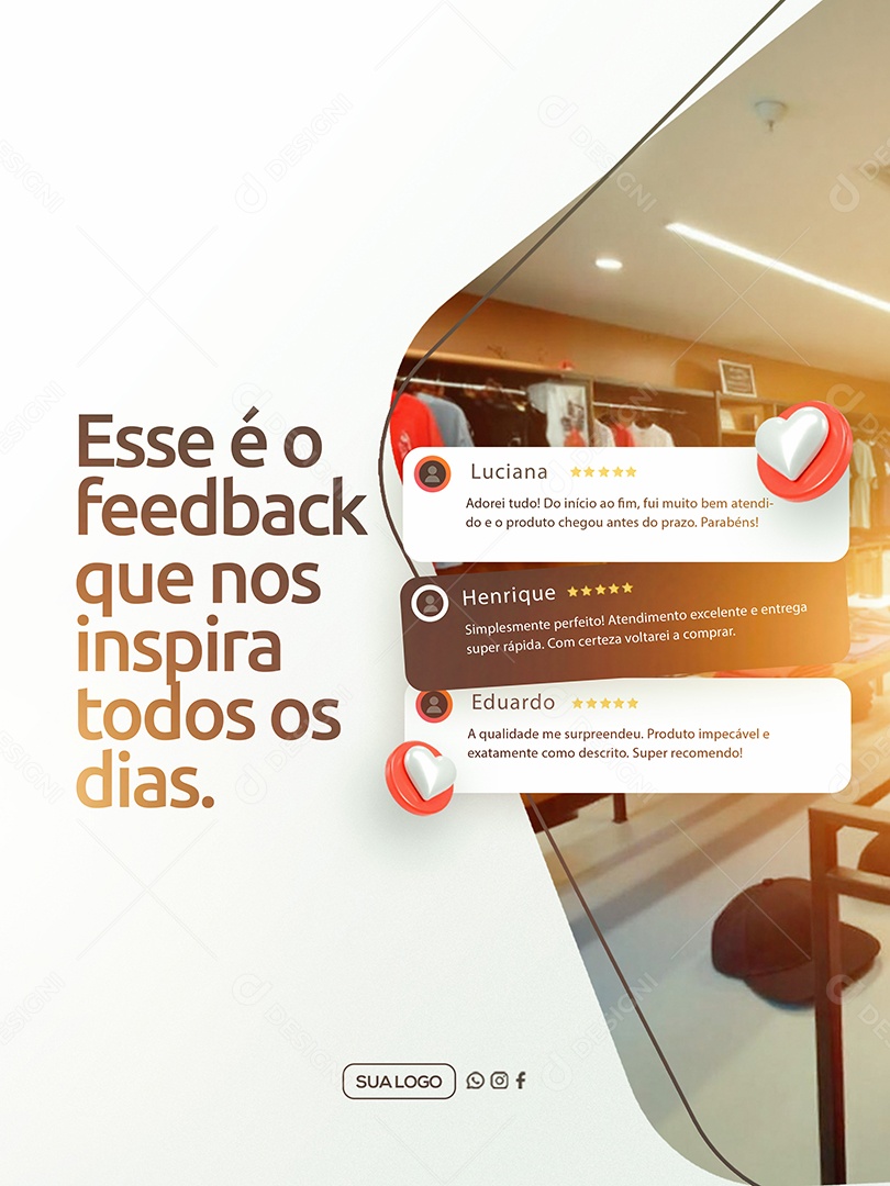 Social Media Feedback Esse é o Feedback que nos Inspira Marrom PSD Editável