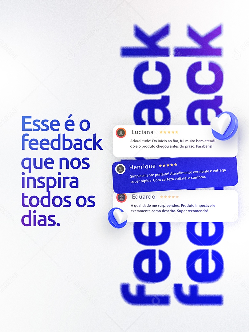 Social Media Feedback Esse é o Feedback que nos Inspira todos os Dias Azul PSD Editável