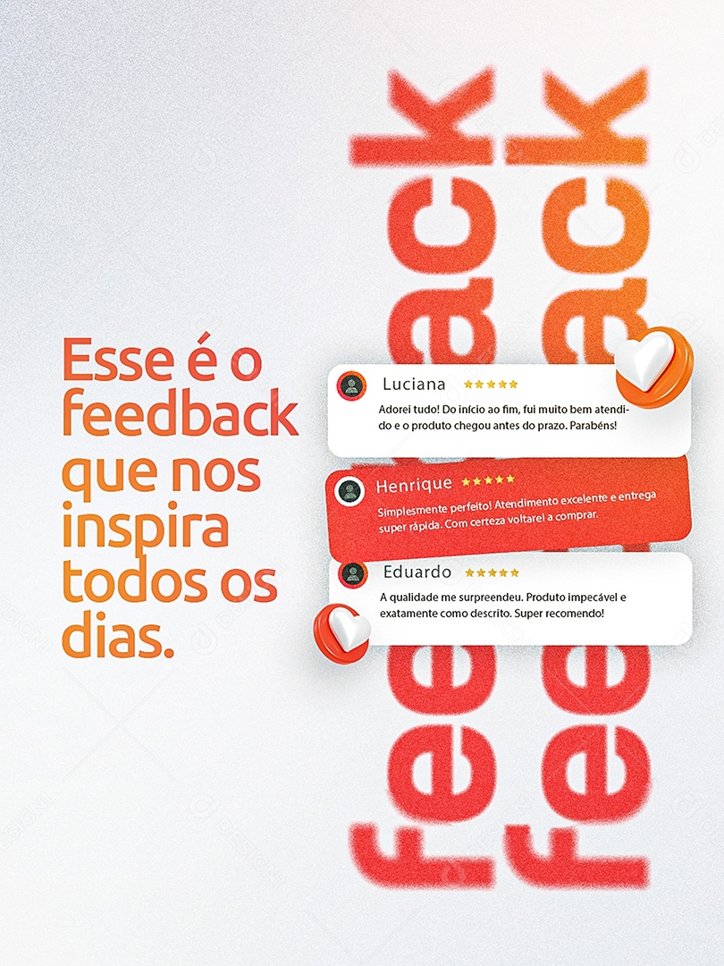 Social Media Feedback Esse é o Feedback que nos Inspira todos os Dias Laranja PSD Editável
