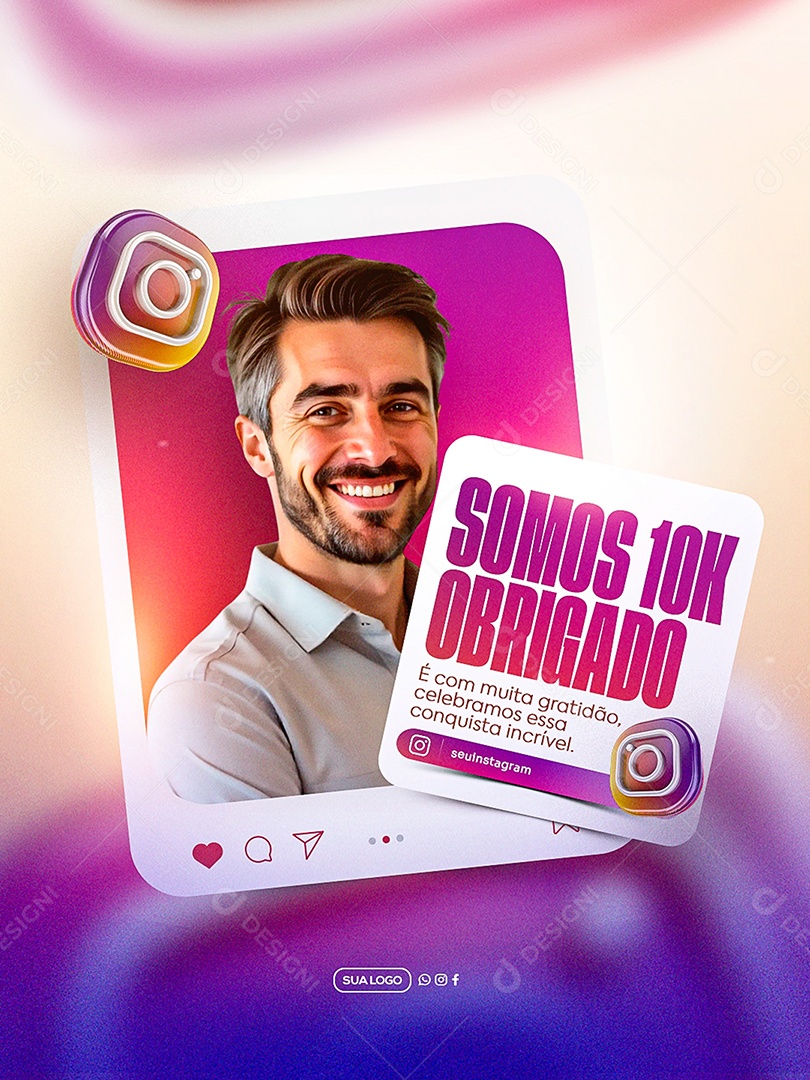 Somos 10K Obrigado Feed Social Media PSD Editável