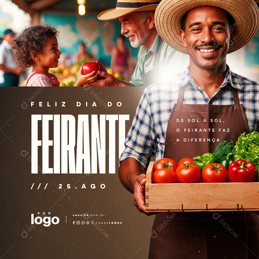 Feliz Dia do Feirante 25 de Agosto Social Media PSD Editável