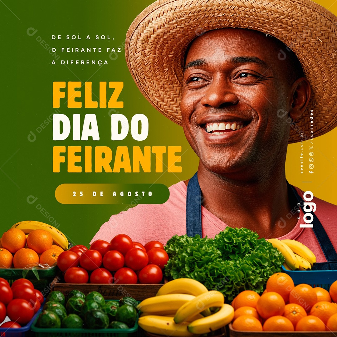 Dia do Feirante 25 de Agosto De Sol a Sol Social Media PSD Editável