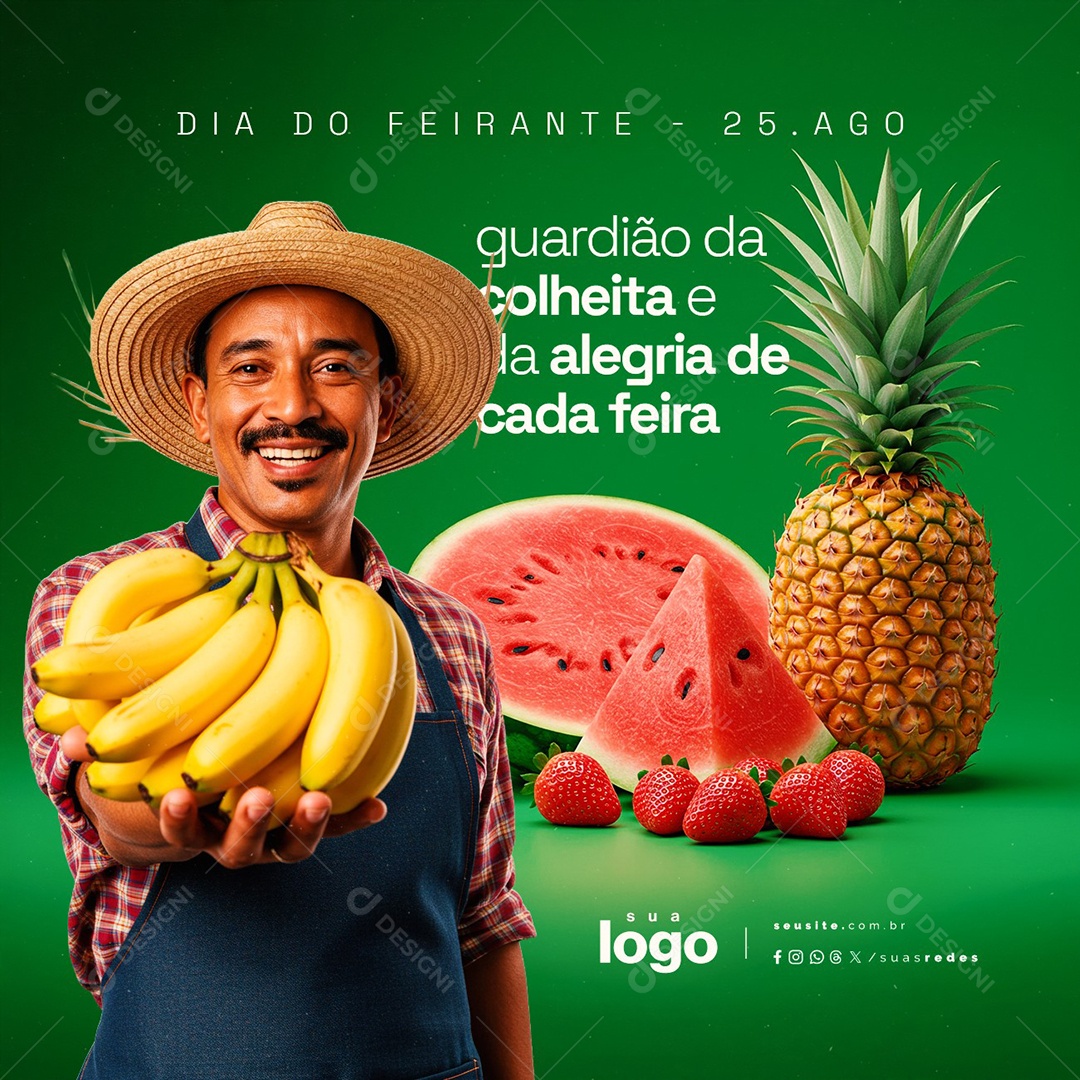 Dia do Feirante 25 de Agosto Guardião da Colheita Social Media PSD Editável